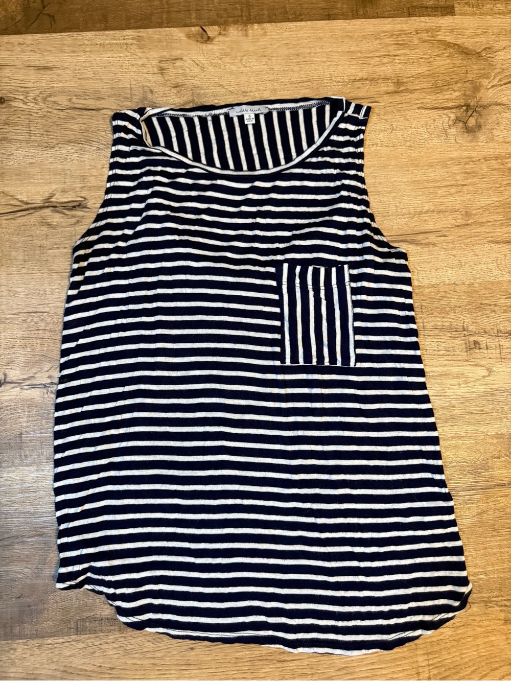 white birch Navy and White Striped Sleeveless Pocket Tank